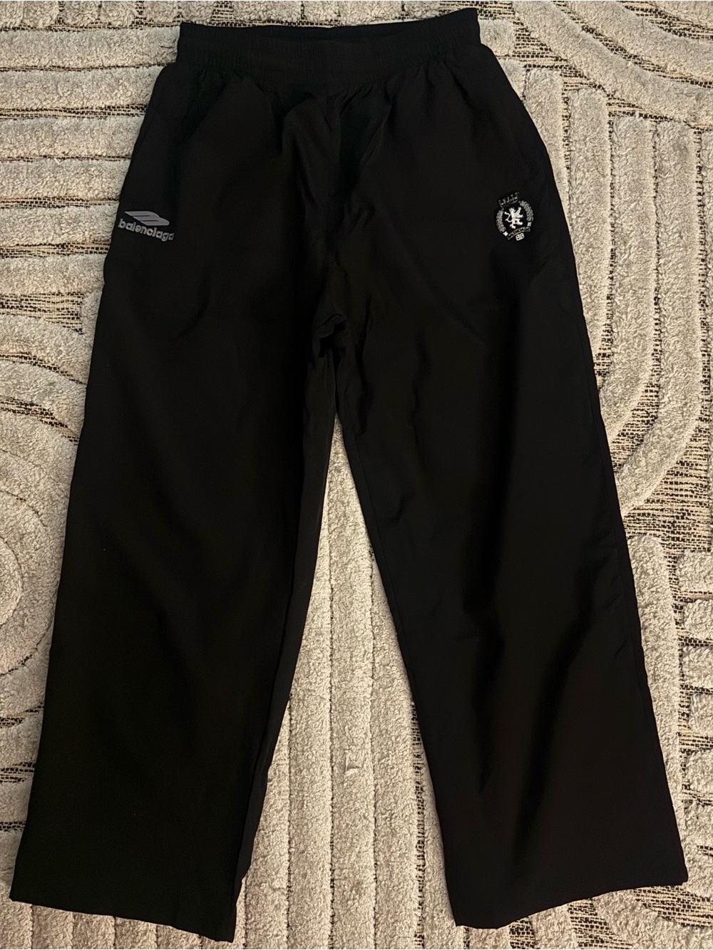 Balenciaga Black and Silver Embroidered Crest Patch